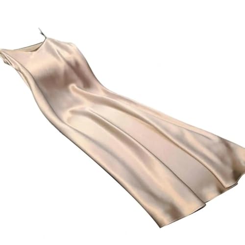 WOYUANSHA Pyjama Nachthemd Schlafanzug Frauen Nachthemd Satin V-Ausschnitt Strap Rücken Frei Nachthemd Schlaflos Nacht Kleid Schlaflos Nacht Kleid Damen Kleidungs Stück XL Champagner von WOYUANSHA