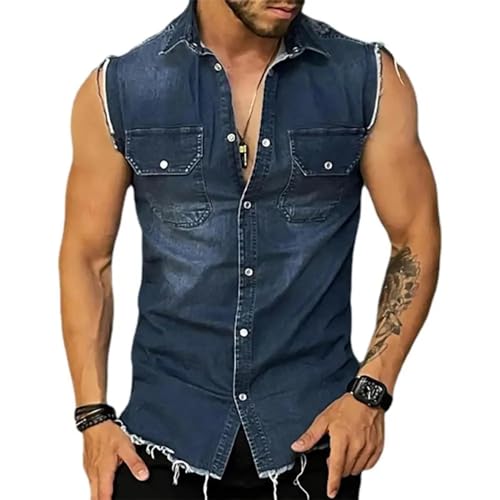 WOYUANSHA Tanktops Herren Herren Jeans Weste Zerrissene Jean Jacke Mäntel Weste Männer Ärmel Los Jacke Herren Herren Tank M Blau WOYUANSHA Tanktops Herren Herren Jeans Weste Zerrissene Jean Jacke Mäntel Weste Männer Ärmel Los Jacke Herren Herren Tank M Blau von WOYUANSHA