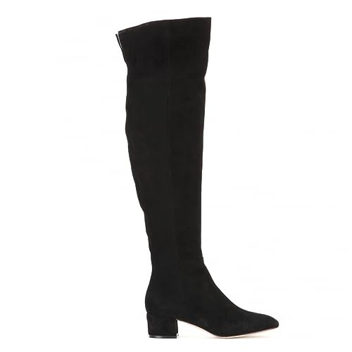 Overknee-Oberschenkelhohe Damen-Stiefel aus Wildleder mit runder Zehenpartie, langer, dehnbarer, weicher Blockabsatz, niedriger Absatz, Herbstmode-Stiefel mit seitlichem Reißverschluss,Schwarz,45 Overknee-Oberschenkelhohe Damen-Stiefel aus Wildleder mit runder Zehenpartie, langer, dehnbarer, weicher Blockabsatz, niedriger Absatz, Herbstmode-Stiefel mit seitlichem Reißverschluss,Schwarz,45 von WOkismD