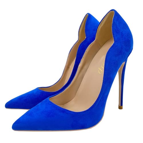 WOkismD Blaue Pumps aus Wildleder mit hohen Absätzen für Damen, Spitze, geschlossene Zehenpartie, Stilettoabsätze, 11,9 cm, Party-/Ballkleid-Pumps,Blau,40 WOkismD Blaue Pumps aus Wildleder mit hohen Absätzen für Damen, Spitze, geschlossene Zehenpartie, Stilettoabsätze, 11,9 cm, Party-/Ballkleid-Pumps,Blau,40 von WOkismD