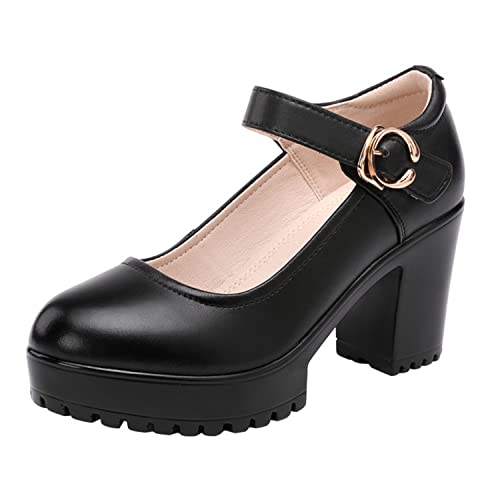 WOkismD Damen Plattform Mary Janes Pumps Chunky Ankle Strap Buckle Round Toe High Heel Schuhe Block Mid Heel Pumps Dress Comfort Elegante Schuhe,Schwarz,39 WOkismD Damen Plattform Mary Janes Pumps Chunky Ankle Strap Buckle Round Toe High Heel Schuhe Block Mid Heel Pumps Dress Comfort Elegante Schuhe,Schwarz,39 von WOkismD