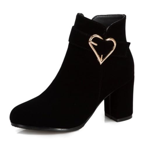 WOkismD Damen-Stiefeletten aus Wildleder mit Metallschnalle, runder Zehenpartie, klobigem Absatz, seitlichem Reißverschluss, Blockabsatz, hoher Absatz, Herbst-Winter-Stiefel,Schwarz,44 WOkismD Damen-Stiefeletten aus Wildleder mit Metallschnalle, runder Zehenpartie, klobigem Absatz, seitlichem Reißverschluss, Blockabsatz, hoher Absatz, Herbst-Winter-Stiefel,Schwarz,44 von WOkismD