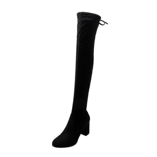 WOkismD Overknee-Stiefel aus Wildleder mit dickem Absatz für Damen, seitlicher Reißverschluss, runde Zehenpartie, Blockabsatz, Overknee-Stiefel zum Schnüren, Herbst-/Winter-Abendschuhe,Schwarz,34 WOkismD Overknee-Stiefel aus Wildleder mit dickem Absatz für Damen, seitlicher Reißverschluss, runde Zehenpartie, Blockabsatz, Overknee-Stiefel zum Schnüren, Herbst-/Winter-Abendschuhe,Schwarz,34 von WOkismD