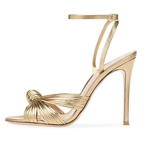 WOkismD Slingback-Sandalen für Frauen Stiletto High Heel PU geknotet Open Toe Sandaletten Sommer Party Hochzeitsbankett Ankle Schnallenriemen Schuhe,Gold,39 WOkismD Slingback-Sandalen für Frauen Stiletto High Heel PU geknotet Open Toe Sandaletten Sommer Party Hochzeitsbankett Ankle Schnallenriemen Schuhe,Gold,39 von WOkismD