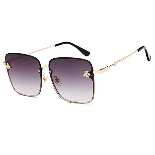 WPHH Vintage Dame Oversize Randlose Platz Sonnenbrille Frauen Mode Kleine Biene Gläser Gradienten Sonnenbrille Für Weibliche,Gold Gray WPHH Vintage Dame Oversize Randlose Platz Sonnenbrille Frauen Mode Kleine Biene Gläser Gradienten Sonnenbrille Für Weibliche,Gold Gray von WPHH
