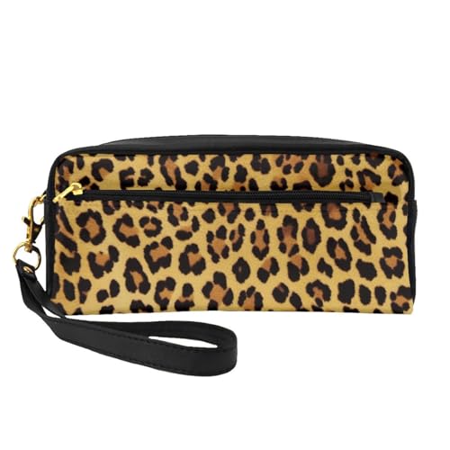 Kosmetiktasche mit Leopardenmuster für Damen, Reise-Kosmetiktasche aus PU-Leder mit Handgelenk, Kulturbeutel, Schwarz , Einheitsgröße, Kosmetiktasche von WPUTY