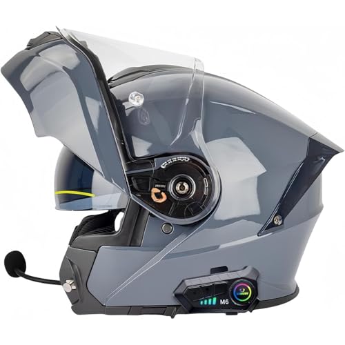 Bluetooth-Integralhelm, ECE-geprüfter Herren- Und Damen-Doppelvisier-Antibeschlag-Klapphelm for Modulare Motorradhelme, Integralhelm for Roller(5,XL=61~62CM) von WPXXXW