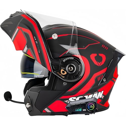 Bluetooth-Integralhelm, ECE-geprüfter Herren- Und Damen-Doppelvisier-Antibeschlag-Klapphelm for Modulare Motorradhelme, Integralhelm for Roller(6,L=59~60CM) von WPXXXW