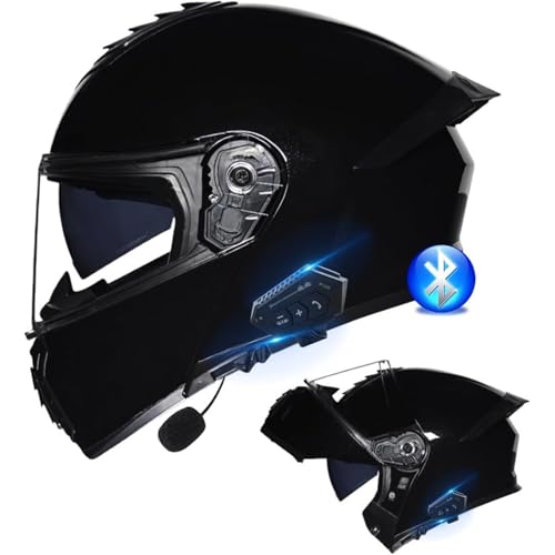 Bluetooth-Klapphelm, ECE-zertifizierter Motorradhelm, Modularer Doppelvisierhelm for Damen Und Herren, Lautsprechermikrofon, Geräuschunterdrückung(4,XL=61~62CM) von WPXXXW