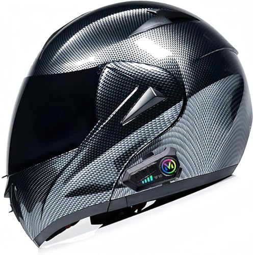 Bluetooth-Modularer Motorradhelm, ECE-geprüfter Integral-Klapphelm for Motorradfahrer Mit Doppelvisier, Leichte Integralhelme for Damen Und Herren(7,XL=61~62CM) von WPXXXW