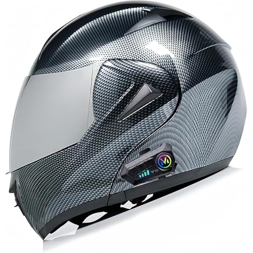 Bluetooth-Modularer Motorradhelm, ECE-geprüfter Integral-Klapphelm for Motorradfahrer Mit Doppelvisier, Leichte Integralhelme for Damen Und Herren(8,XL=61~62CM) von WPXXXW