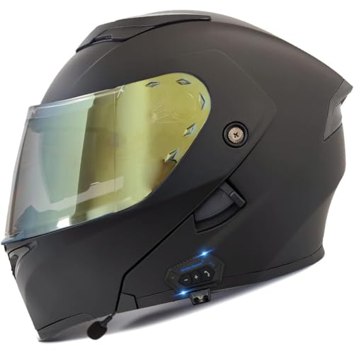 Bluetooth-Modulhelm for Motorradfahrer, ECE-geprüfte Klapphelme, Motorradhelme Mit Doppelvisier, Integrierte Helme Mit Integriertem Lautsprecher(5,XXL=63~64CM) von WPXXXW