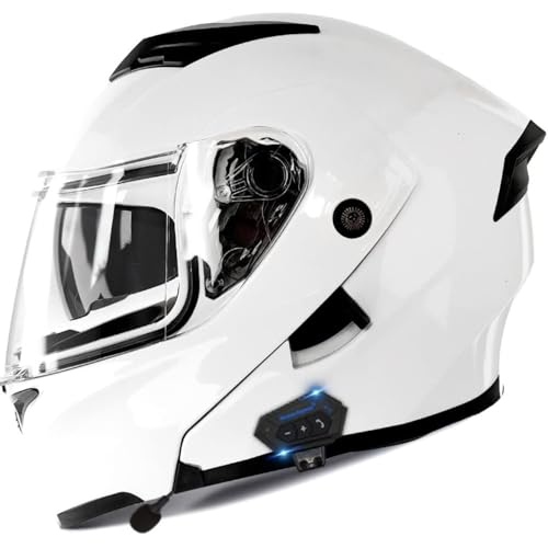 Bluetooth-Modulhelm for Motorradfahrer, ECE-geprüfte Klapphelme, Motorradhelme Mit Doppelvisier, Integrierte Helme Mit Integriertem Lautsprecher(9,XXL=63~64CM) von WPXXXW