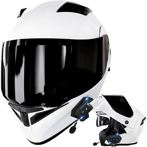 Bluetooth-Motorradhelm, ECE-Zulassung Modularer Klapphelm Mit Doppelter Sonnenblende, Unisex-Integralhelm for Erwachsene, Männer Und Frauen(2,XL=61~62CM) von WPXXXW