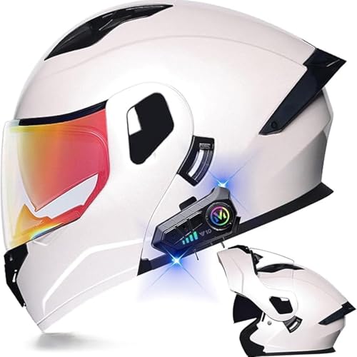 Bluetooth-Motorradhelm, ECE-geprüfter Klapphelm, Modularer Motorradhelm, Rollerhelm Mit Doppelvisier, Integralhelm for Damen Und Herren(7,XXL=63~64CM) von WPXXXW