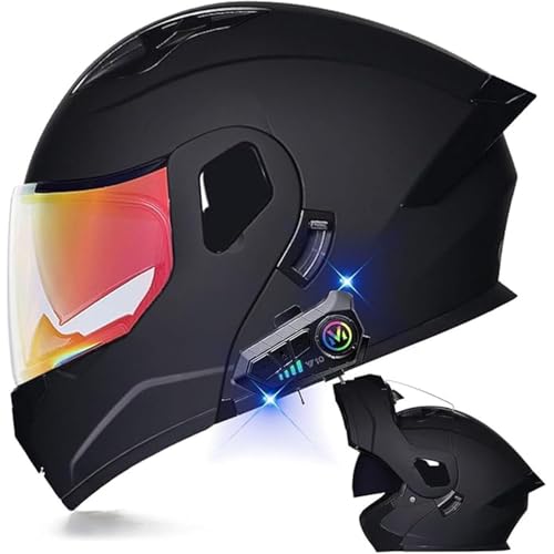 Bluetooth-Motorradhelm, ECE-zertifizierter Klapphelm Modularhelm Integralhelm Mit Doppelvisier for Erwachsene Frauen Männer(5,L=59~60CM) von WPXXXW