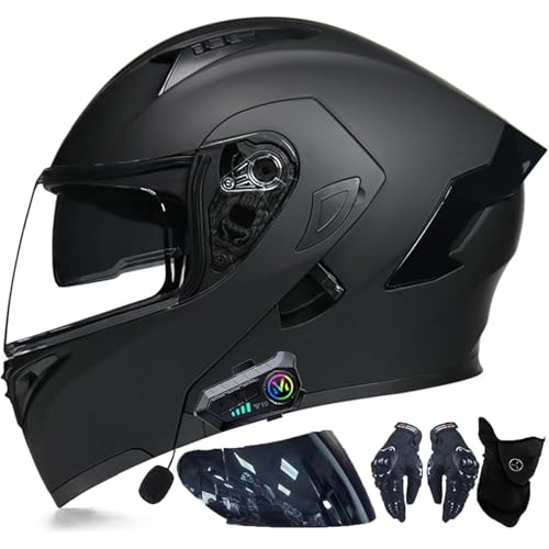 Bluetooth-Motorradhelm Mit Doppelvisier, ECE-zugelassener Motorrad-Modulhelm, Klapphelm, Mit Lautsprecher-Headset, Automatischer Anrufannahme, Integralhelm(3,XXL=63~64CM) von WPXXXW