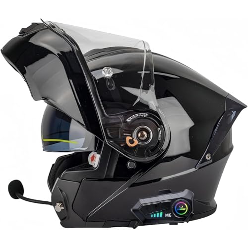 Bluetooth-integrierter Modularer Motorradhelm, Motorradhelm Mit ABS-Schale, ECE-zertifizierter Straßenmoped-Motorradhelm for Männer Und Frauen(2,2XL=63~64CM) von WPXXXW