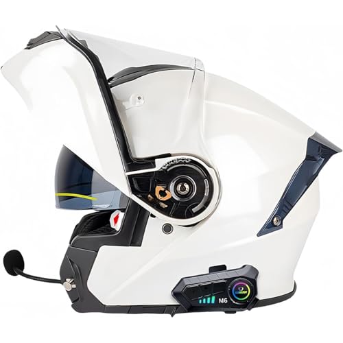 Bluetooth-integrierter Modularer Motorradhelm, Motorradhelm Mit ABS-Schale, ECE-zertifizierter Straßenmoped-Motorradhelm for Männer Und Frauen(4,XL=61~62CM) von WPXXXW