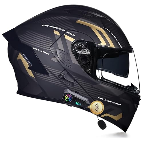 Integral-Motorradhelm, ECE/DOT-zertifizierter Modularer Bluetooth-Klapphelm Mit Doppelvisier, Klapp-Integralhelm for Männer Und Frauen, Belüftungssystem(6,L=59~60CM) von WPXXXW