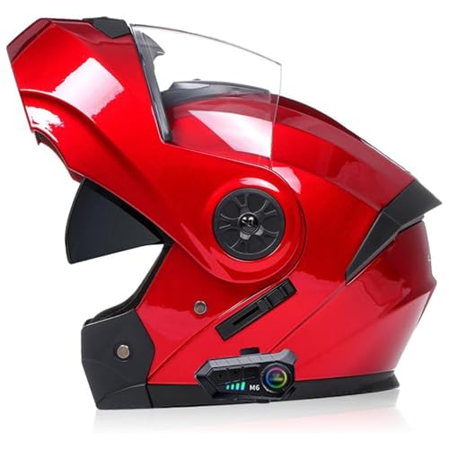 Klappbarer Motorradhelm, ECE-zertifizierter Modularer Bluetooth-Integralhelm Mit Doppelvisier, Motorradhelm Mit Automatischer Reaktion(8,M=57~58CM) von WPXXXW