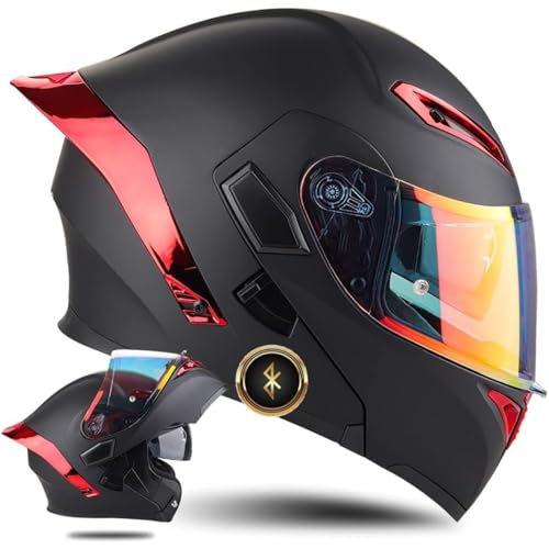 Klapphelm Mit Bluetooth, ECE-zertifizierter Bluetooth-Integralhelm, Motorradhelm Mit Doppelvisier, Roller-Moped-Helm for Erwachsene, Damen, Herren(9,L=59~60CM) von WPXXXW