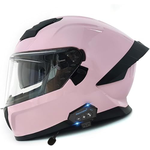 Modularer Bluetooth-Helm, Motorradhelm, ECE-zugelassener Motorrad-Klapphelm Mit Bluetooth, Integralhelm Mit Doppelvisier, Geräuschunterdrückung(2,L=59~60CM) von WPXXXW