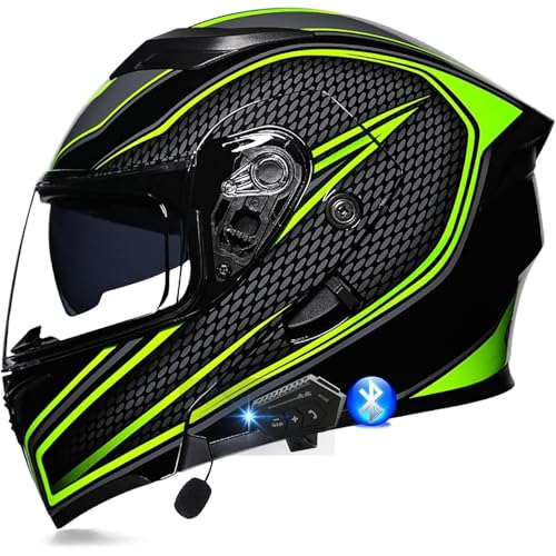 Modularer Motorradhelm Mit Bluetooth, ECE-zugelassener Herren Und Damen Klappbarer Modularer Integralhelm Mit Doppelter Sonnenblende(7,M=57~58CM) von WPXXXW