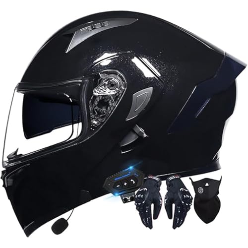 Modulares Bluetooth-Klapphelm. ECE-geprüfter Integralhelm, Doppelvisier, Leichter Helm for Erwachsene Männer Und Frauen(A,M=57-58CM) von WPXXXW