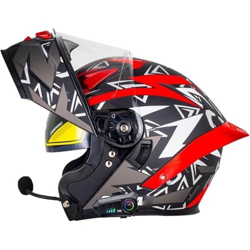 Motorrad-Bluetooth-Leichter Motorradhelm, Klapphelm, DOT/ECE-Zulassung, Mit Doppelvisier, for Erwachsene Männer Frauen(1,XXL=63~64CM) von WPXXXW