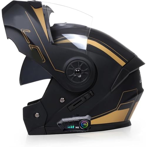 Motorradhelm Klapphelm Mit Bluetooth, ECE-geprüfter Klapphelm, Rollerhelm Mit Doppelvisier, Bluetooth-Motorradhelm for Damen Und Herren(10,M=57~58CM) von WPXXXW