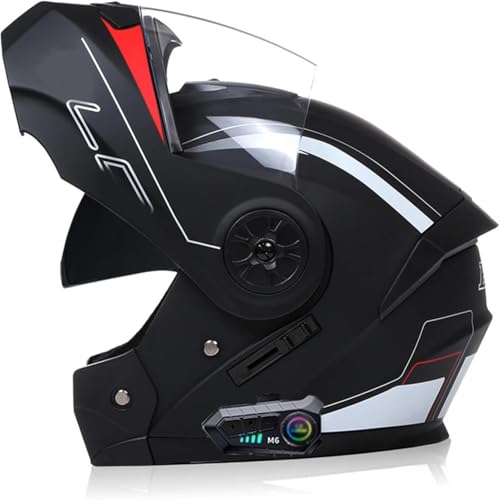 Motorradhelm Klapphelm Mit Bluetooth, ECE-geprüfter Klapphelm, Rollerhelm Mit Doppelvisier, Bluetooth-Motorradhelm for Damen Und Herren(3,XL=61~62CM) von WPXXXW