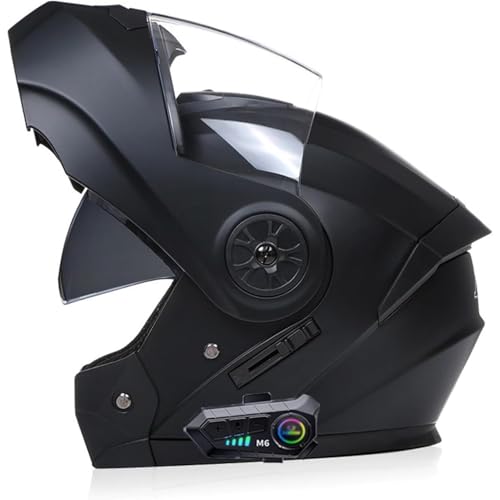 Motorradhelm Klapphelm Mit Bluetooth, ECE-geprüfter Klapphelm, Rollerhelm Mit Doppelvisier, Bluetooth-Motorradhelm for Damen Und Herren(4,L=59~60CM) von WPXXXW