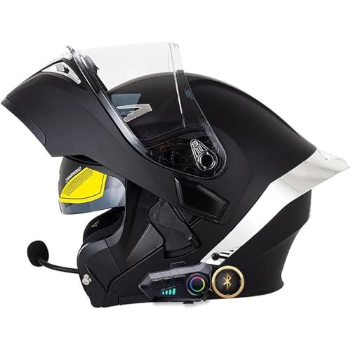 Motorradhelm Mit Bluetooth, ECE-Zertifizierter Klapphelm Integrierter Motorradhelm, Herren Damen Sturzhelm Mit Doppelvisier Integralhelm Rollerhelm(6,XL=61~62CM) von WPXXXW