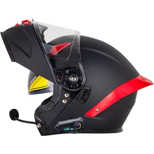 Motorradhelm Mit Bluetooth, Klapphelm, Doppelvisier, Modularer Motorradhelm, ECE/DOT-zertifizierter Integralhelm for Erwachsene, Frauen Und Männer(18,M=57~58CM) von WPXXXW