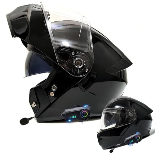 WPXXXW Motorradhelm Mit Bluetooth Und Doppelter Sonnenblende, Integralhelm, ECE-zugelassener Klapphelm, Modularer Motorradhelm for Damen Und Herren(1,XL=61~62CM) von WPXXXW