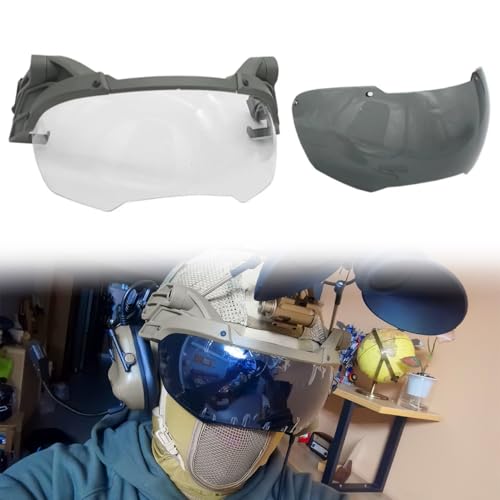 WQZXM Einstellbare Taktische Helm-Klappbrille, Airsoft Paintball Winddichte Antibeschlag-Schutzbrille 2 Linsen, Für Fast-Helm(Gray) von WQZXM
