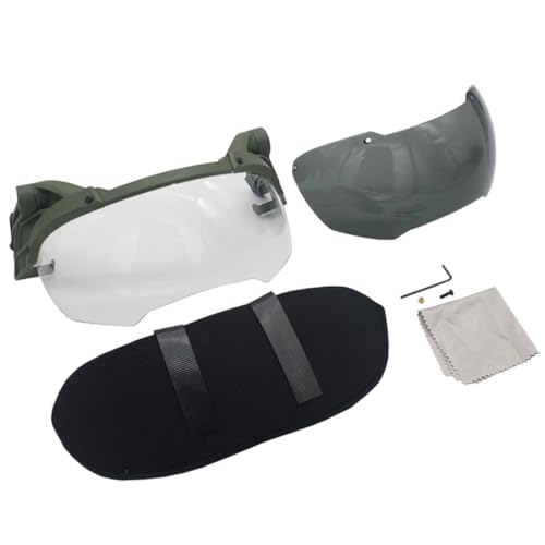 WQZXM Paintball Jagd Tactical Helm Flip Up Goggles, Airsoft Helmet Rail Mount Visor Goggle for Fast High Cut Helmets Paintball Goggles(Green) von WQZXM