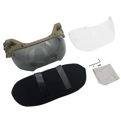 WQZXM Paintball Jagd Tactical Helm Flip Up Goggles, Airsoft Helmet Rail Mount Visor Goggle for Fast High Cut Helmets Paintball Goggles(Tan) von WQZXM