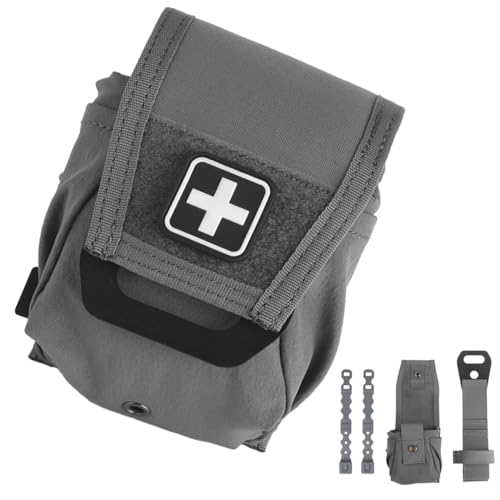 WQZXM Tactical Micro Compact MED Pouch, Tactical Medical Erste-Hilfe-Tasche mit zweiteiligem System, für Taktik, Auto, Camping, Reisen, Wandern(Gray) von WQZXM
