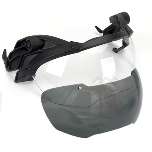 WQZXM Verstellbarer Taktischer Helm Flip Goggles Airsoft Paintball Fast Helm Winddicht Anti Fog CS Wargame Schutzbrille(Black) von WQZXM