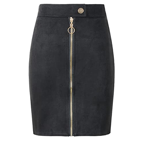WQZYY&ASDCD Bleistiftrock Frauen Mini Bleistiftröcke Weibliche Vintage Style Front Reißverschluss Knopf Damen Kurze Röcke Tutu M Schwarz WQZYY&ASDCD Bleistiftrock Frauen Mini Bleistiftröcke Weibliche Vintage Style Front Reißverschluss Knopf Damen Kurze Röcke Tutu M Schwarz von WQZYY&ASDCD