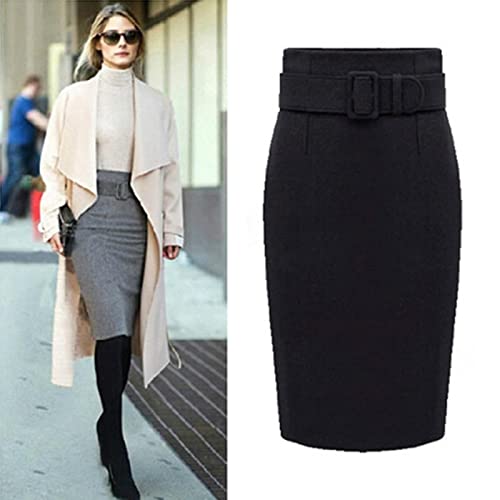 WQZYY&ASDCD Bleistiftrock Winter Grau Dicke Midi Bleistiftröcke Plus Size Damen Casual Slim High Waist Gürtel Büroarbeitskleidung M Schwarz WQZYY&ASDCD Bleistiftrock Winter Grau Dicke Midi Bleistiftröcke Plus Size Damen Casual Slim High Waist Gürtel Büroarbeitskleidung M Schwarz von WQZYY&ASDCD