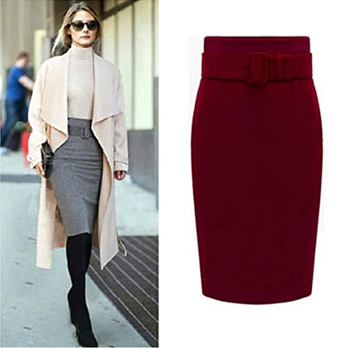 WQZYY&ASDCD Bleistiftrock Winter Grau Dicke Midi Bleistiftröcke Plus Size Frauen Casual Slim High Waist Gürtel Büroarbeitskleidung S Rot WQZYY&ASDCD Bleistiftrock Winter Grau Dicke Midi Bleistiftröcke Plus Size Frauen Casual Slim High Waist Gürtel Büroarbeitskleidung S Rot von WQZYY&ASDCD