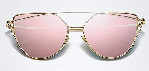 WQZYY&ASDCD Sonnenbrille Herren Damen Spiegel Flachlinse Frauen Cat Eye Klassische Twin-Beams Roségold Rahmen Für Frauen-Pink WQZYY&ASDCD Sonnenbrille Herren Damen Spiegel Flachlinse Frauen Cat Eye Klassische Twin-Beams Roségold Rahmen Für Frauen-Pink von WQZYY&ASDCD