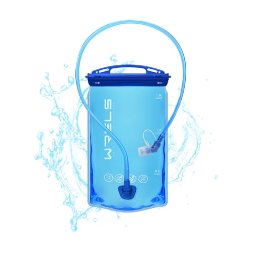 WRELS Trinkblase, Wasserblase für Trinkrucksack, BPA-frei, auslaufsicher, Wasserspeicher für Wandern, Laufen, Camping, Radfahren, 1,5 l von WRELS