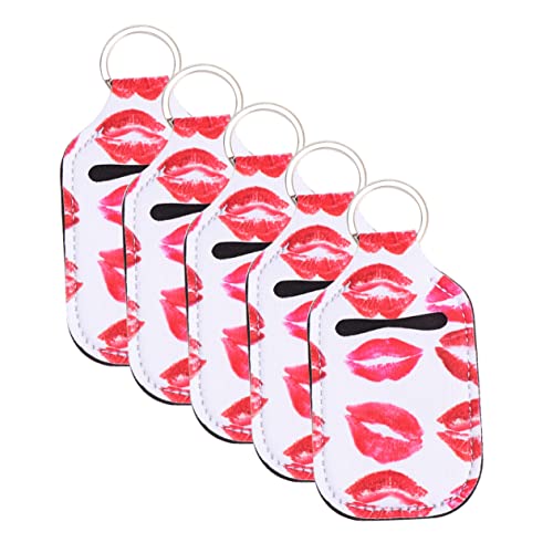 WRITWAA 1 Set 5 Stück Lippenstift Schutzhülle Neopren Schlüsselanhänger Rot Kleiner Flaschenhalter Lippenbalsam von WRITWAA