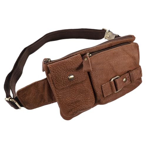 WRITWAA 1Stk Gürteltasche Handy Tasche handybeutel Telefon Bauchtasche Brusttasche für Männer Reiserucksäcke Herren-Hüfttasche im Retro-Stil tragbare Hüfttasche Rindsleder Coffee von WRITWAA