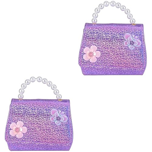 WRITWAA 2 STK Mini-Tasche Handtasche Umhängetasche für Kinder Geldbörsen für Mädchen leuchtende Kuriertasche Umhängetaschen Kinder Tasche kindertasche Perle Handtasche Tasche Violett von WRITWAA