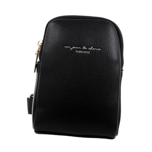 WRITWAA 2 STK Umhängetasche für Damen Handy-Geldbörse Frauen-PU-Gürteltasche Makeup Tasche Kosmetiktasche Toiletry Bags Umhängetaschen für Damen Bauchtasche PU-Umhängetasche PU-Leder Black von WRITWAA